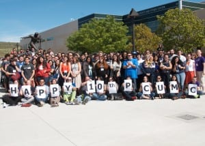 Participants at the 2015 Pacific Coast Undergraduate Mathematics Conference held at California Lutheran University. Photo courtesy of Ernie Solheid, CSU Fullerton.
